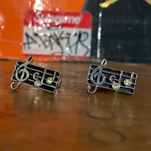 SWANK-silver gemstone ‘MUSIC GRAPH’ flat cuff links